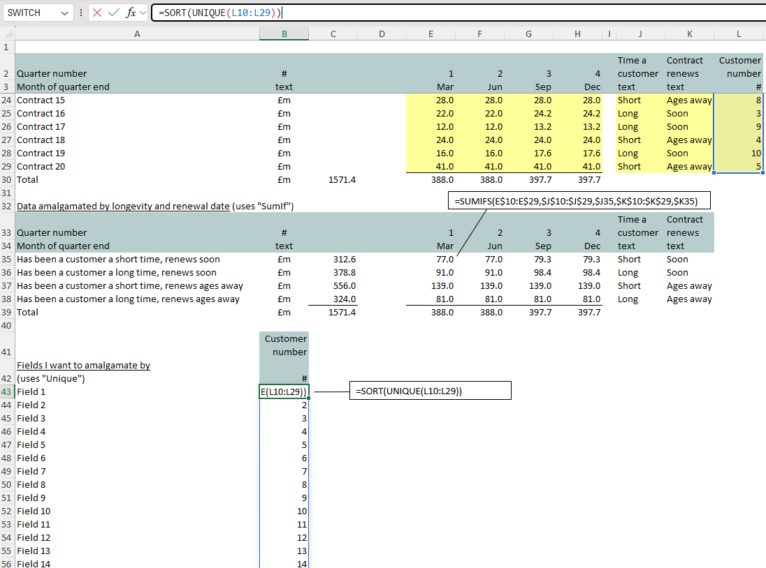 2 Excel unique function