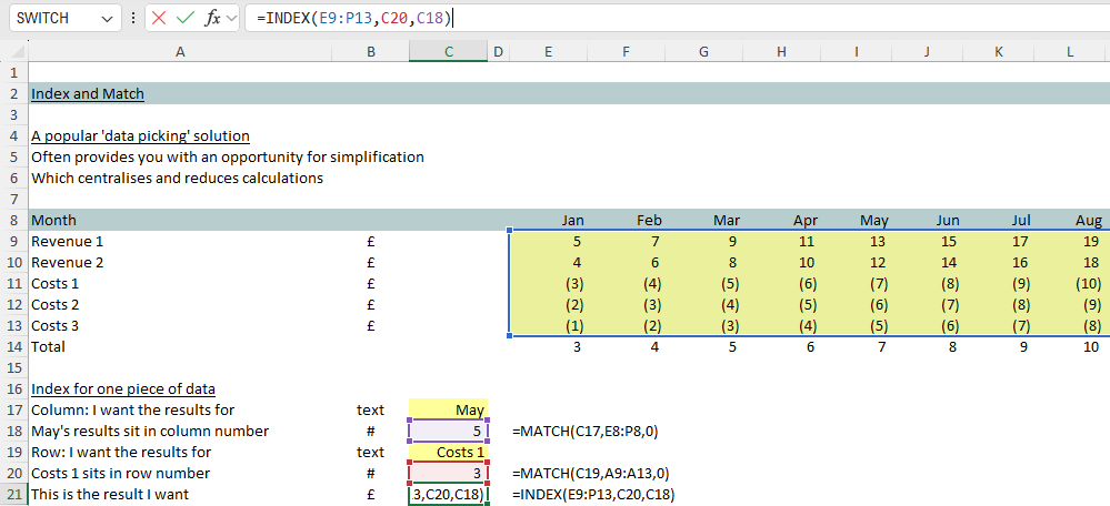 1 Excel Index function